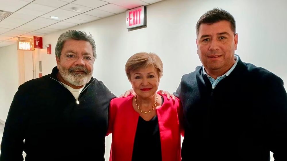Gerardo Martínez, Kristalina Georgieva y Cristian Jerónimo