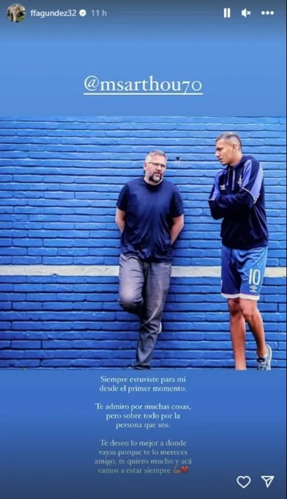 La foto que subió Franco Fagúndez junto a Martín Sarthou