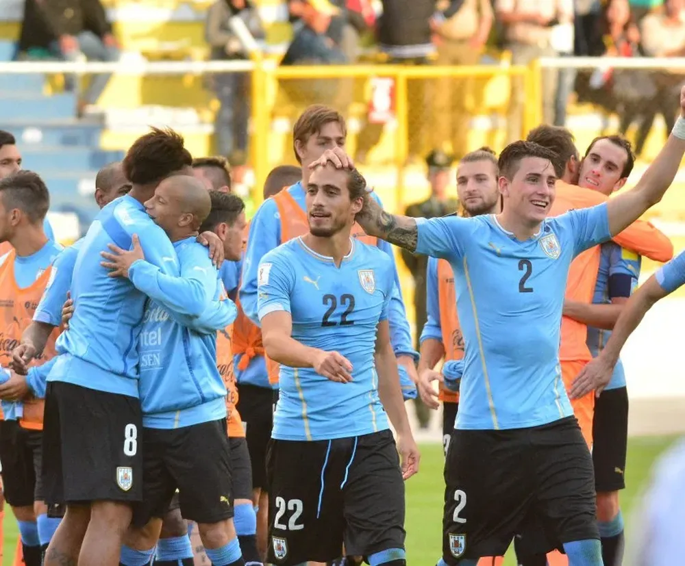 La alegría de los celestes al final del partido.