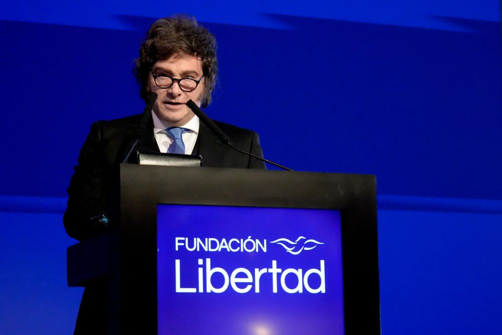 Javier Milei y otro enfático discurso, esta vez en la cena de la Fundación Libertad.
