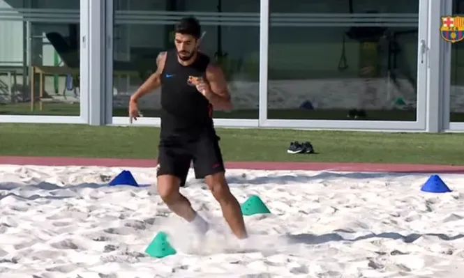 Suárez en el arenero de Barcelona