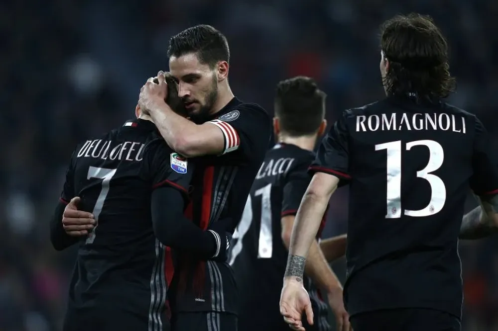El festejo de uno de los goles de Milan a Juventus