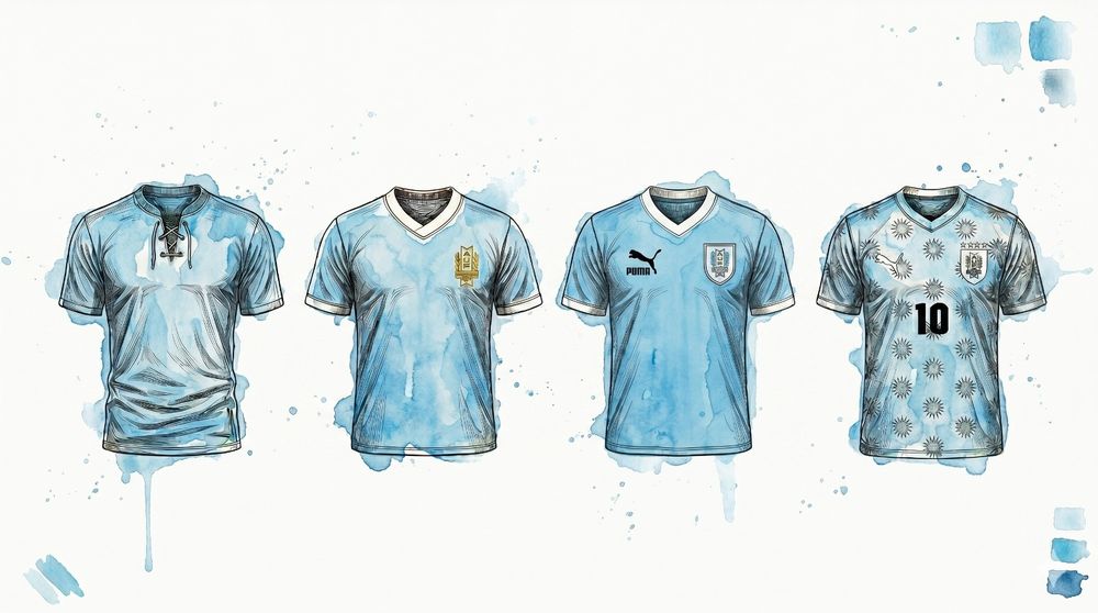 La evolución de las camisetas de la selección uruguaya en Mundiales