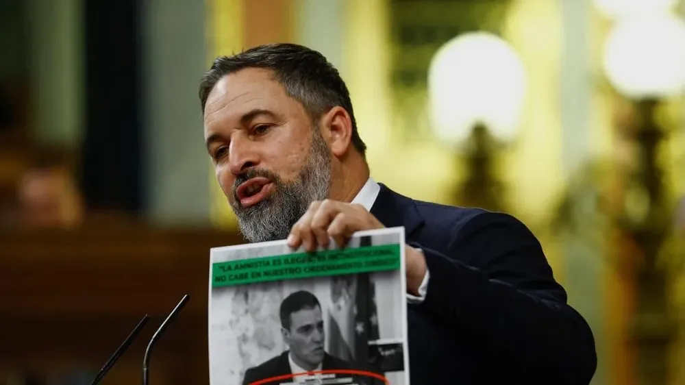 Santiago Abascal, en la primera sesión del debate de investidura de Pedro Sánchez como presidente de Gobierno