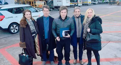 El presidente Javier Milei, el jefe de Gabinete, Nicolás Posse; los ministros de Relaciones Exteriores, Comercio Internacional y Culto, Diana Mondino, y de Economía, Luis Caputo, y la Secretaria General de la Presidencia, Karina Milei