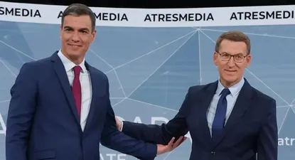 Pedro Sánchez y Alberto Núñez feijóo, el lunes en el debate presidencial.