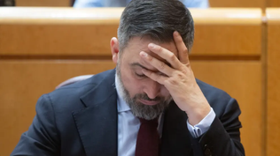 El líder de VOX, Santiago Abascal durante la sesión extraordinaria del Congreso, en el Palacio del Senado.