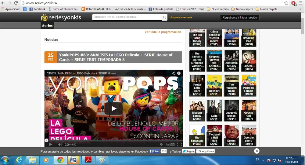 Pantalla principal de SeriesYonkis