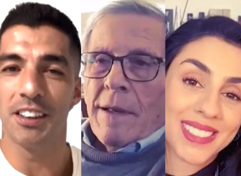 Luis Suárez, Óscar Washington Tabárez y María Fernanda Souza en la despedida de Blanca Rodríguez