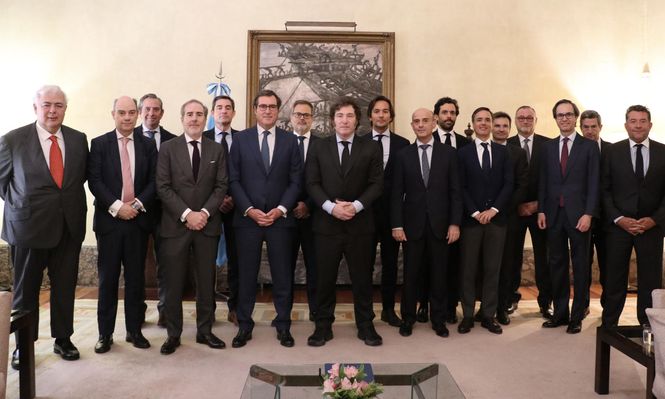 Javier Milei, junto a los CEOS de compañías españolas con intereses en Argentina.